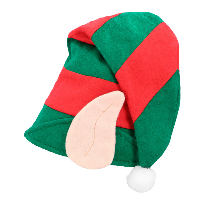 Weihnachtsmütze Elf mit Ohren und Bommel | Rot Grün