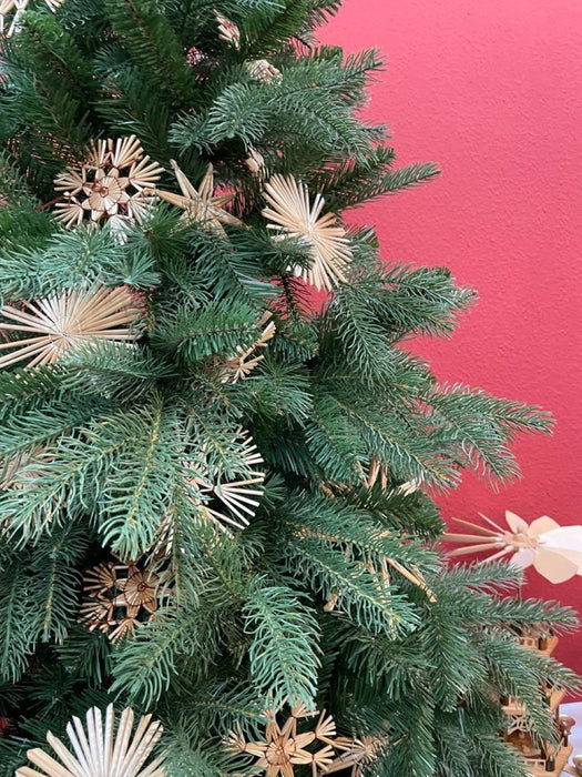 Weihnachtsbaumschmuck Strohsterne 56-tlg. Ø 3-6 cm Natur Rot | 75580 - Christbaum Anhänger