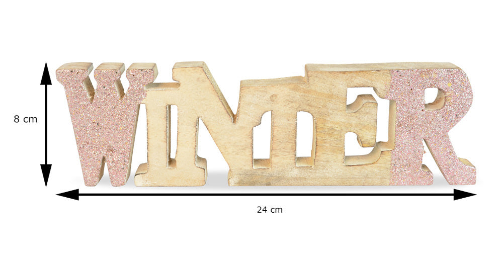 Riffelmacher Schriftzug "Winter" 74586 - Mangoholz - Natur Rosa 24cm