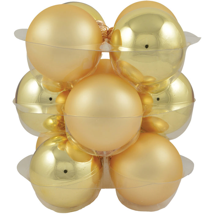 Riffelmacher Glas Weihnachtskugeln im Koffer 26250 | 24 Stück | Ø 6 cm - Gold