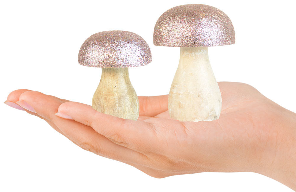 Riffelmacher Dekoration "Pilz" Mangoholz 74583 - 7cm - Utopiaglitter Rosa